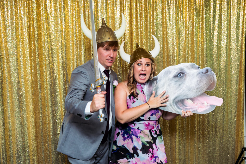 wedding guests being weird in photo booth