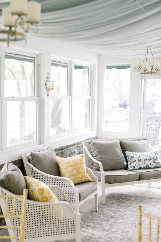 veranda with comfy gray furniture