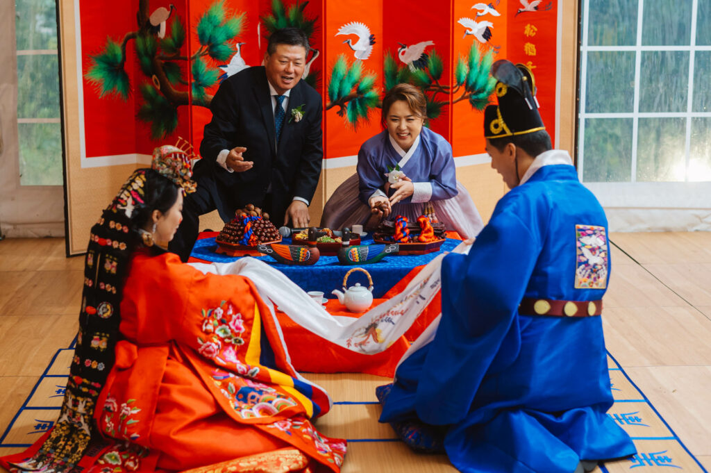 Traditional Asian game with four dressed up players